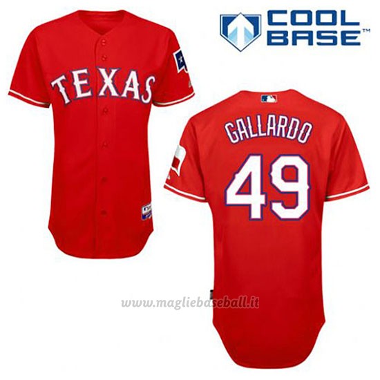 Maglia Baseball Uomo Texas Rangers Yovani Gallardo 49 Rosso Alterner Cool Base